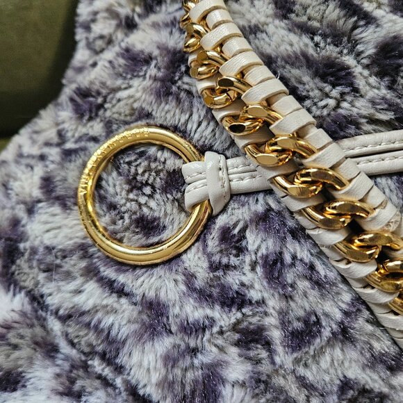 BCBGMaxAzria Cream Buttery Soft Perforated Leather Shoulder Bag, Gold Hardware - Picture 13 of 16